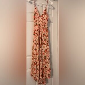 Angie Floral Dress in Orange and Cream